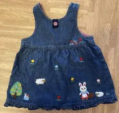 ミキハウス　mikiHOUSE　ジャンバースカート　デニム　80