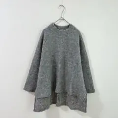 3880【KBF】ニットプルオーバー　長袖　グレー　フリー　秋冬　ゆったり