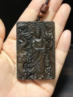 沈香木 관음 보살 용신 조각 목걸이 나무 조각 부적 부적 액막이