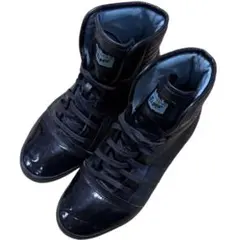 Onitsuka Tiger エナメル レザー ブラック ハイカット スニーカー