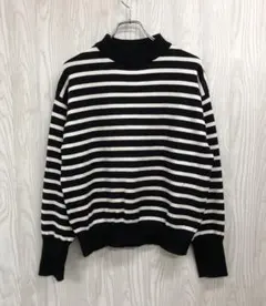 z-1094 nano universe タートルネックセーター 黒白ストライプ