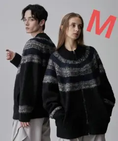 CLEL 完売品 ノルディックデザイン ジャガードドライバーズニット　ブラックМのサムネイル