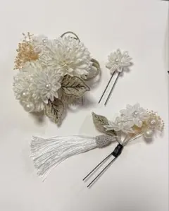 ホワイトフラワー髪飾りセット