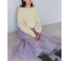 SNIDEL ファーライク オーバーニット プルオーバー オフショルダー