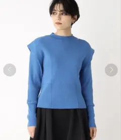 美品 オペークドットクリップ タックスリーブリブニットプルオーバー