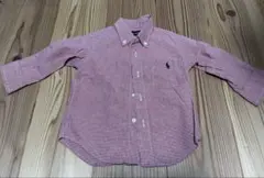 Ralph Lauren 赤白チェック ボタンダウンシャツ 80センチ