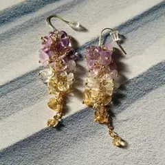 アメトリンのグラデーションロングピアス