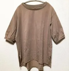 CLOSSHI クロッシー【M】半袖 Tシャツ ブラウン リブネック スリットのサムネイル