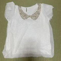 最終値下げ済　pour la frise ドット柄 半袖ブラウス スパンコールのサムネイル