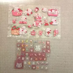 タイルシール　おすそ分け　ぷっくりシール　うさぎ　ねこ　動物　平成　レトロ　3D