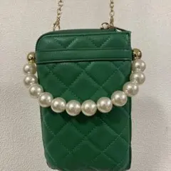スマホショルダー緑お財布付き