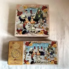 ディズニー　クリスマス　2018 ミッキー&ミニー　お菓子空き缶　セット
