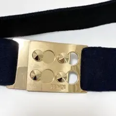FENDI フェンディ ヴィンテージ ゴールドバックル ベルト ネイビーのサムネイル