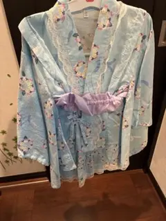 美品　水色浴衣ドレス120-130スカート