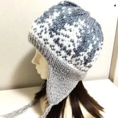 ★北欧柄耳当て付きニット帽 ★ハンドメイド