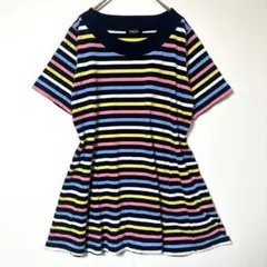 Alpha Flat ボーダー チュニックTシャツ 綿100% マルチカラー Y