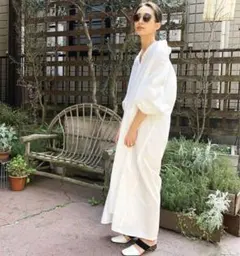 近年 TEN×RON HERMAN カフタンドレス シャツワンピース マキシ 白 近年 TEN×RON HERMAN カフタンドレス シャツワンピース マキシ