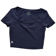 XEXYMIX ネイビー クロップド丈 スクエアネック トップス