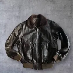 80s 90s archive 襟ボアg-1牛革レザーボンバージャケット茶y2k