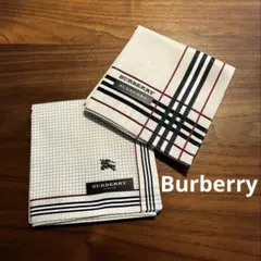 Burberry バーバリーハンカチ2枚セット　ベージュ　チェック柄