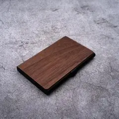 天然ブラックウォールナット×黒アルミ 名刺ケース 高級薄型 上質ビジネス ギフト