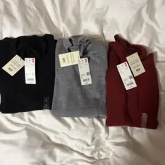 【新品未使用タグ付き】エクストラファインメリノリブタートルネックセーター S