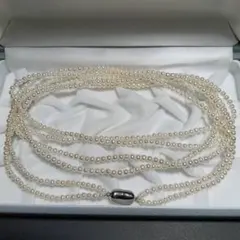 【テリ強/美品】本真珠　ベビーパール　2連 ロングネックレス　3.5mm