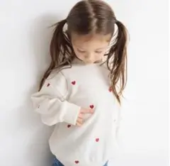 branshes ベビー 女の子 ハート 柄 トレーナー オフホワイト 90