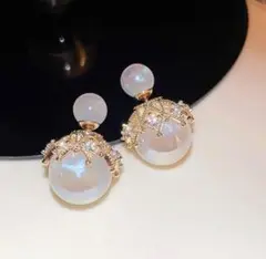 【即日〜翌日発送】2wayパールピアス　ゴールド　上品　華やか　*280