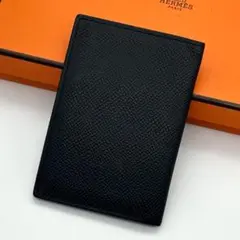 極美品✨HERMES 名刺入れ　セリエボタン ブラック　I刻印　レザー HERMES エルメス セリエ ボタン コイン カード ケース 黒