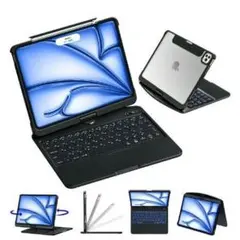 iPad キーボードケース 10.2インチ 第7/8/9世代 360度回転 黒
