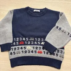 FAMILIAR 車柄 セーター 110cm ネイビー/グレー