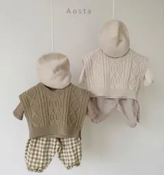 Aosta ニットベストLサイズ　美品　韓国子供服　ケーブルニット