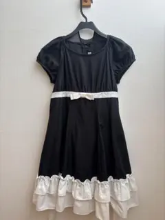 キャサリンコテージ　130 黒と白のフリルワンピース