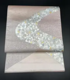 高級　洒落帯　袋帯　♢ 正絹　箔散らし　抽象柄　R416