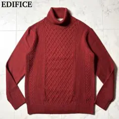 EDIFICE ゼニア ウール タートルネック ケーブルニット M