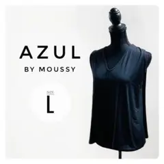 アズール✨美品✨ノースリーブ Aライン カットソー 黒 L 体型カバー インナー