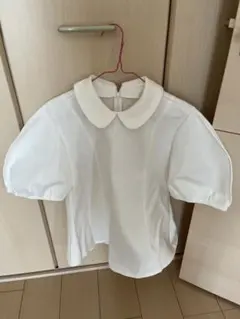 ホワイト 襟付き パフスリーブ シャツのサムネイル