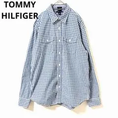 トミーヒルフィガー ギンガムチェックシャツ 長袖 ブルー