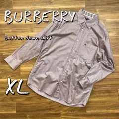 【美品】Burberryバーバリー 胸ロゴ刺繍コットン製BDシャツXL