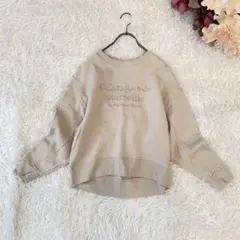 ⚫︎【美品】刺繍デザイン♡裏起毛トレーナーM淡色女子　ドロップショルダー