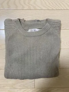ef-dé グレー リブ編み 長袖ニット