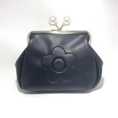 MARY QUANT マリークワント エンボスデイジーパール ガマ口 ポーチ 黒