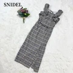 美品✨スナイデル タイトＩラインワンピース ノースリーブ チェック Mサイズ