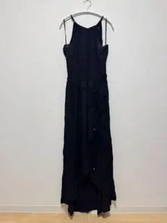 シティーシック イレギュラーヘム マキシ丈 ワンピース 無地 S/16 黒