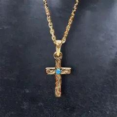 シルバー925 ターコイズ クロスネックレス 55cm メンズ ネイティブ 