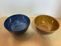 karusade 陶器製丼セット ネイビー ブラウン