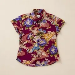 TK TAKEO KIKUCHI 和柄花柄 総柄半袖シャツ コットン サイズ1のサムネイル