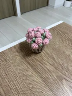 ピンクバラのブーケコースター