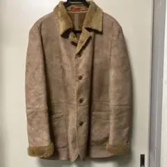 スエード ベージュ カバーオール ボア襟